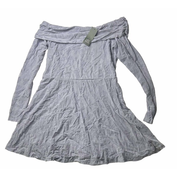 Wild Fable Lavender Floral Print Off Shoulder Long Sleeve Mini Dress - Picture 1 of 2